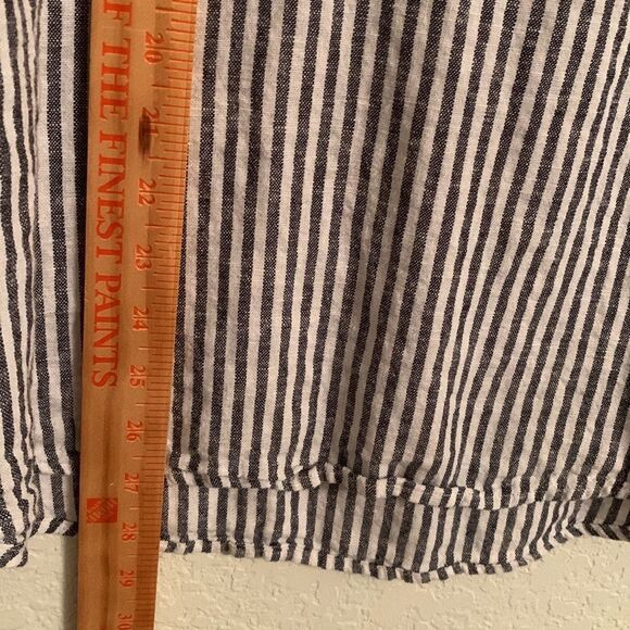 Michael Kors Navy and White Striped Women’s Shirt Tunic Linen Blend Size 1X - Picture 6 of 8